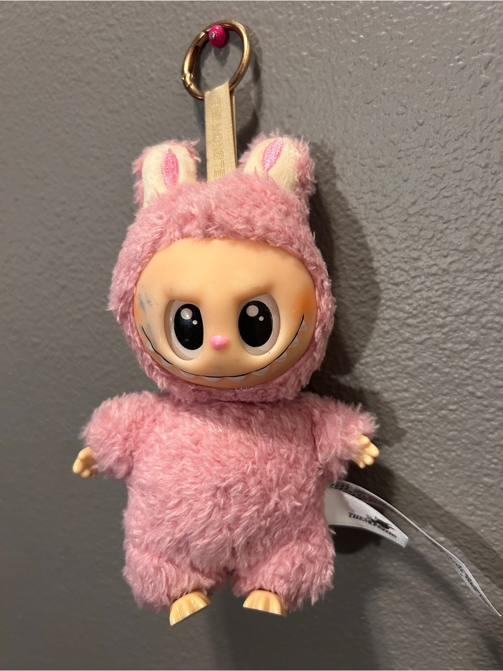 POP MART The Monsters Labubu Exciting Macaron Plush Keychain Lychee Berry Pink